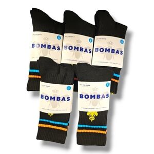 Bombas Black 5 Pack Bee Better Arch Support Calf Crew Socks - Size Small